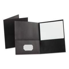 Oxford Leatherette Two Pocket Portfolio, 8.5 x 11, Black/Black, 10/Pack (57576)