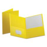 Oxford Leatherette Two Pocket Portfolio, 8.5 x 11, Yellow/Yellow, 10/Pack (57579EE)