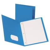 Oxford Leatherette Two Pocket Portfolio with Fasteners, 8.5 x 11, Light Blue, 10/Pack (57771)