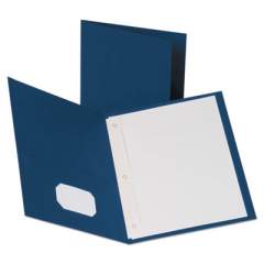 Oxford Leatherette Two Pocket Portfolio with Fasteners, 8.5 x 11, Blue/Blue, 10/Pack (57772)