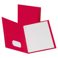 Oxford Leatherette Two Pocket Portfolio, 8.5 x 11, Red/Red, 10/Pack (57781)