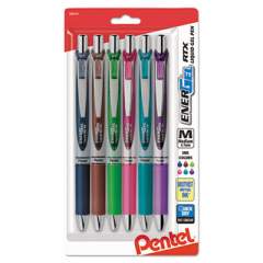 Pentel EnerGel RTX Gel Pen, Retractable, Medium 0.7 mm, Assorted Ink and Barrel Colors, 6/Pack (BL77BP6M1)