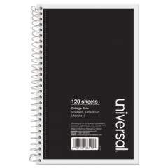 Universal Wirebound Notebook, 3 Subject, Medium/College Rule, Black Cover, 9.5 x 6, 120 Sheets (66410)