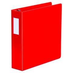 Universal Deluxe Non-View D-Ring Binder with Label Holder, 3 Rings, 2" Capacity, 11 x 8.5, Red (20783)