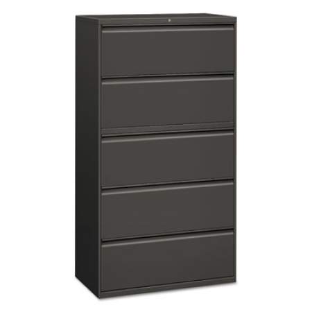 Alera Five-Drawer Lateral File Cabinet, 36w x 19.25d x 67h, Charcoal (ALELF3667CC)