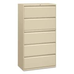 Alera Five-Drawer Lateral File Cabinet, 36w x 19.25d x 67h, Putty (ALELF3667PY)