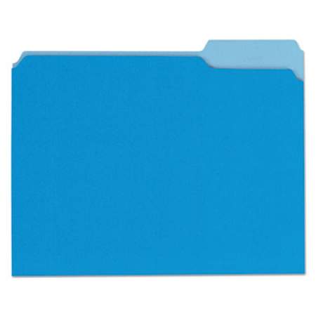 Universal Deluxe Colored Top Tab File Folders, 1/3-Cut Tabs, Letter Size, Blue/Light Blue, 100/Box (10501)