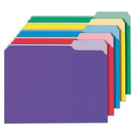 Universal Deluxe Colored Top Tab File Folders, 1/3-Cut Tabs, Letter Size, Assorted, 100/Box (10506)