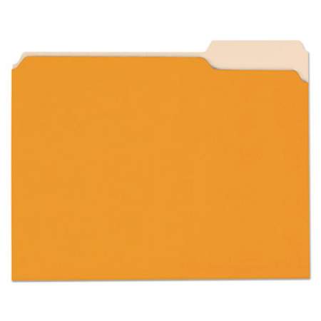 Universal Deluxe Colored Top Tab File Folders, 1/3-Cut Tabs, Letter Size, Orange/Light Orange, 100/Box (10507)