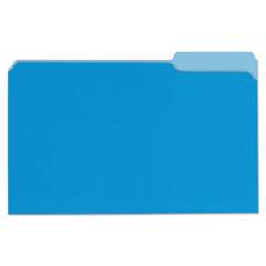 Universal Deluxe Colored Top Tab File Folders, 1/3-Cut Tabs, Legal Size, Blue/Light Blue, 100/Box (10521)