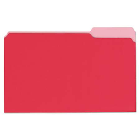 Universal Deluxe Colored Top Tab File Folders, 1/3-Cut Tabs, Legal Size, Red/Light Red, 100/Box (10523)