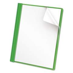 Universal Clear Front Report Cover, Prong Fastener, 0.5" Capacity, 8.5 x 11, Clear/Green, 25/Box (57124)