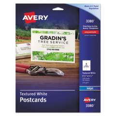 Avery Printable Postcards, Inkjet, 65 lb, 4.25 x 5.5, Textured Matte White, 120 Cards, 4 Cards/Sheet, 30 Sheets/Box (3380)