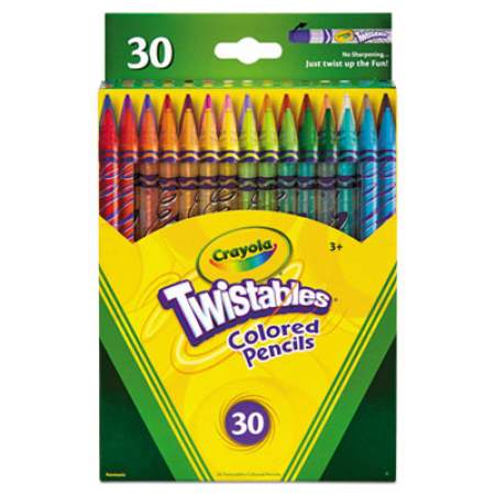 Crayola Twistables Colored Pencils, 2 mm, 2B (#1), Assorted Lead/Barrel Colors, 30/Pack (687409)