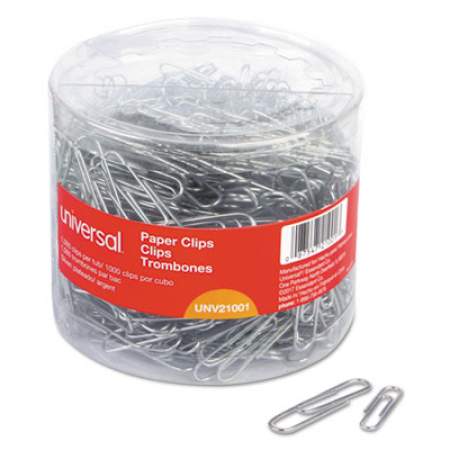 Universal Plastic-Coated Paper Clips, Assorted Sizes, Silver, 1,000/Pack (21001)
