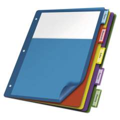 Cardinal Poly 1-Pocket Index Dividers, 5-Tab, 11 x 8.5, Assorted, 4 Sets (84016)