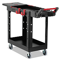 Heavy Duty Adaptable Utility Cart, Plastic, 2 Shelves, 500 lb Capacity, 17.8" x 46.2" x 36", Black (1997206)