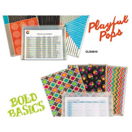 C-Line Playful Pops and Bold Basics Zip 'N Go Reusable Envelope, 13.13 x 10, Assorted, 3/Pack (54610)