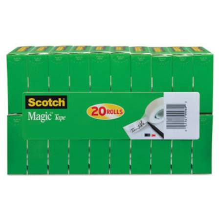 Scotch Magic Tape Value Pack, 1" Core, 0.75" x 83.33 ft, Clear, 20/Pack (810K20)
