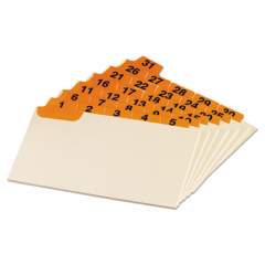 Oxford Manila Index Card Guides with Laminated Tabs, 1/5-Cut Top Tab, 1 to 31, 3 x 5, Manila, 31/Set (03532)