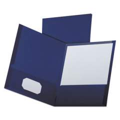 Oxford Linen Finish Twin Pocket Folders, 100-Sheet Capacity, 11 x 8.5, Navy, 25/Box (53443)