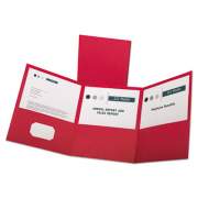 Oxford Tri-Fold Folder w/3 Pockets, 150-Sheet Capacity, 11 x 8.5, Red, 20/Box (59811)
