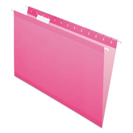 Pendaflex Colored Reinforced Hanging Folders, Legal Size, 1/5-Cut Tab, Pink, 25/Box (415315PIN)