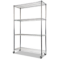 NSF Certified 4-Shelf Wire Shelving Kit with Casters, 48w x 18d x 72h, Silver (SW604818SR)