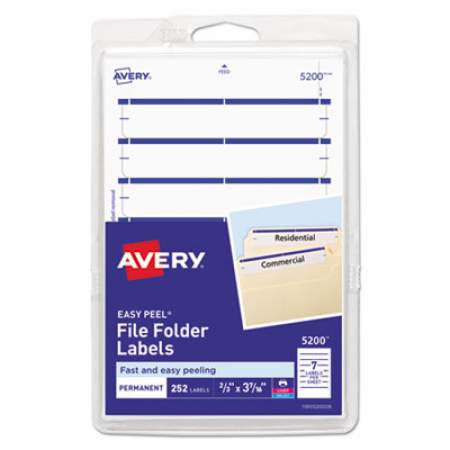 Avery Printable 4" x 6" - Permanent File Folder Labels, 0.69 x 3.44, White, 7/Sheet, 36 Sheets/Pack, (5200) (05200)