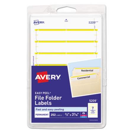 Avery Printable 4" x 6" - Permanent File Folder Labels, 0.69 x 3.44, White, 7/Sheet, 36 Sheets/Pack, (5209) (05209)