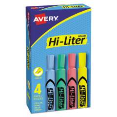Avery HI-LITER Desk-Style Highlighters, Assorted Ink Colors, Chisel Tip, Assorted Barrel Colors, 4/Set (17752)