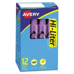 Avery HI-LITER Desk-Style Highlighters, Fluorescent Purple Ink, Chisel Tip, Purple/Black Barrel, Dozen (24060)