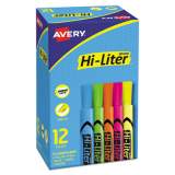 Avery HI-LITER Desk-Style Highlighters, Assorted Ink Colors, Chisel Tip, Assorted Barrel Colors, Dozen (98034)