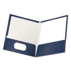 Oxford High Gloss Laminated Paperboard Folder, 100-Sheet Capacity, 11 x 8.5, Navy, 25/Box (51743)