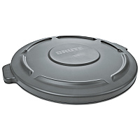 BRUTE Self-Draining Flat Top Lids for 55 gal Round BRUTE Containers, 26.75" Diameter, Gray (265400GY)