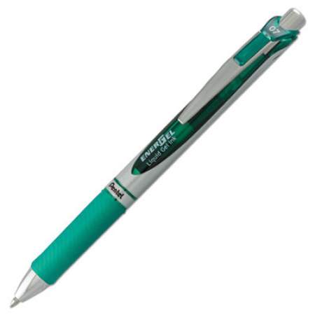 Pentel EnerGel RTX Gel Pen, Retractable, Medium 0.7 mm, Green Ink, Green/Gray Barrel (BL77D)