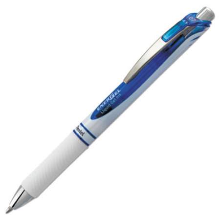 Pentel EnerGel RTX Gel Pen, Retractable, Medium 0.7 mm, Blue Ink, White/Blue Barrel (BL77PWC)
