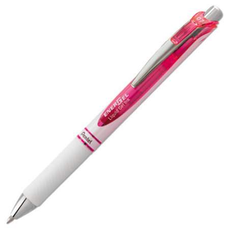 Pentel EnerGel RTX Gel Pen, Retractable, Medium 0.7 mm, Pink Ink, White/Pink Barrel (BL77PWP)