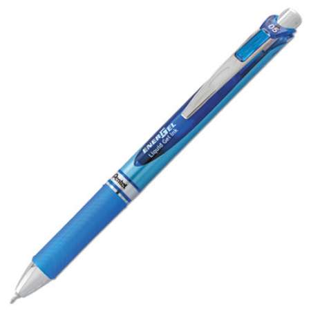 Pentel EnerGel RTX Gel Pen, Retractable, Fine 0.5 mm Needle Tip, Blue Ink, Silver/Blue Barrel (BLN75C)