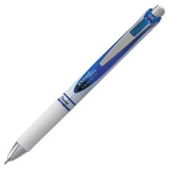 Pentel EnerGel RTX Gel Pen, Retractable, Fine 0.5 mm Needle Tip, Blue Ink, White/Blue Barrel (BLN75PWC)