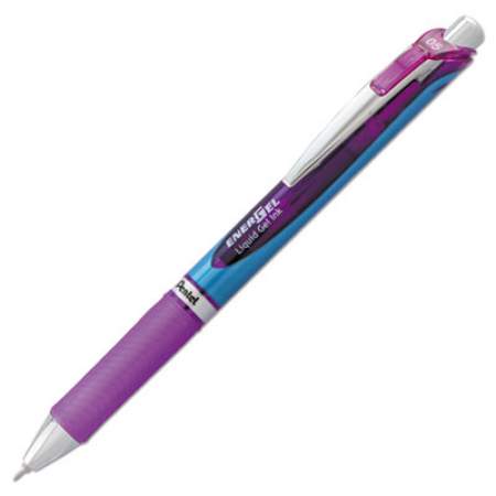Pentel EnerGel RTX Gel Pen, Retractable, Fine 0.5 mm Needle Tip, Violet Ink, Silver/Violet Barrel (BLN75V)