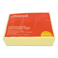 Universal Recycled Self-Stick Note Pads, Lined, 4 x 6, Yellow, 100-Sheet, 12/Pack (28073)