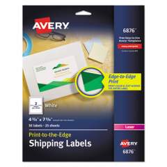 Avery Vibrant Laser Color-Print Labels w/ Sure Feed, 4 3/4 x 7 3/4, White, 50/Pack (6876)