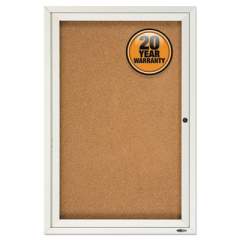 Quartet Enclosed Bulletin Board, Natural Cork/Fiberboard, 24 x 36, Silver Aluminum Frame (2363)