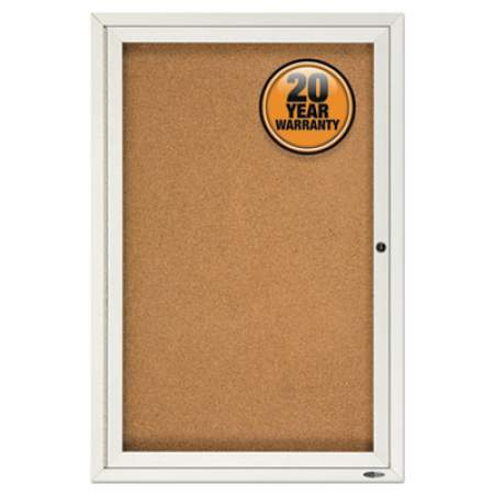 Quartet Enclosed Bulletin Board, Natural Cork/Fiberboard, 24 x 36, Silver Aluminum Frame (2363)
