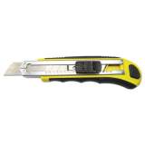 Boardwalk Rubber-Gripped Retractable Snap Blade Knife, Straight-Edged, Black/Yellow (UKNIFE25)