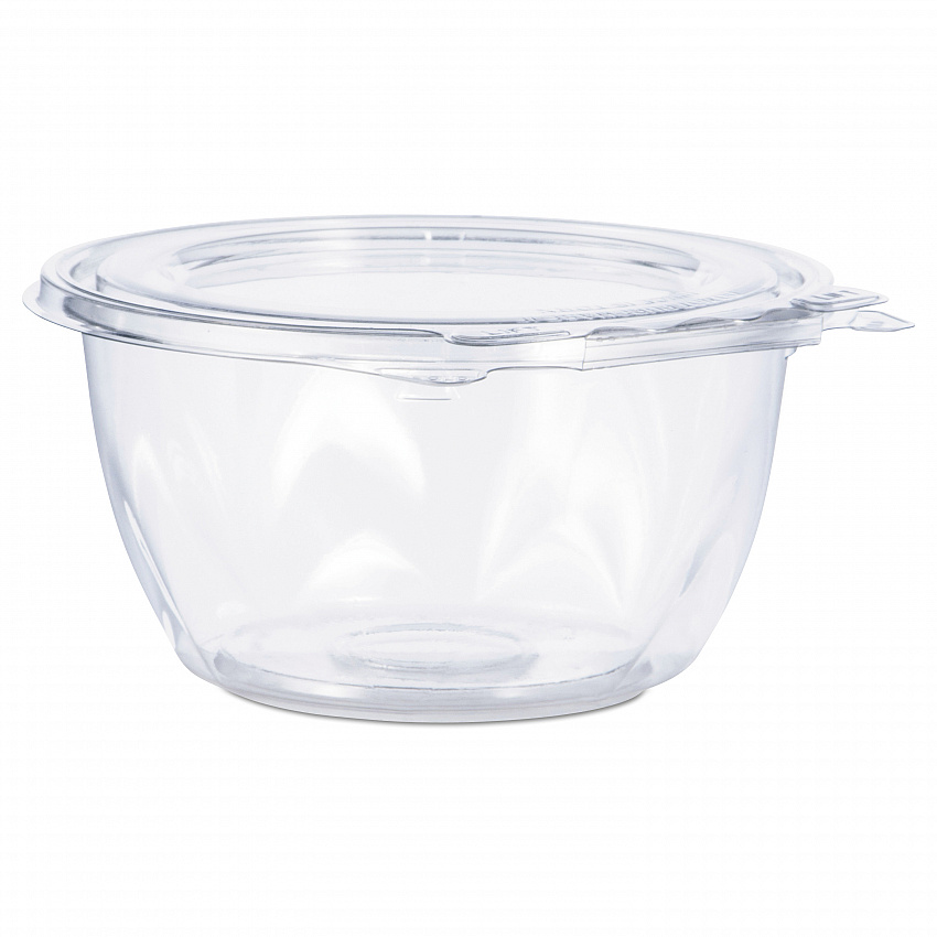 SafeSeal Tamper-Resistant, Tamper-Evident Bowls with Flat Lid, 16 oz, 5.5" Diameter x 2.7" h, Clear, Plastic, 240/Carton (CTR16BF)