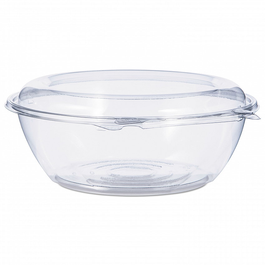 SafeSeal Tamper-Resistant, Tamper-Evident Bowls with Dome Lid, 48 oz, 8.9" Diameter x 3.4" h, Clear, Plastic, 100/Carton (CTR48BD)