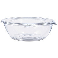 SafeSeal Tamper-Resistant, Tamper-Evident Bowls with Flat Lid, 48 oz, 8.9" Diameter x 2.8" h, Clear, Plastic, 100/Carton (CTR48BF)
