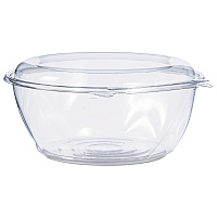 SafeSeal Tamper-Resistant, Tamper-Evident Bowls with Dome Lid, 64 oz, 8.9" Diameter x 4" h, Clear, Plastic, 100/Carton (CTR64BD)